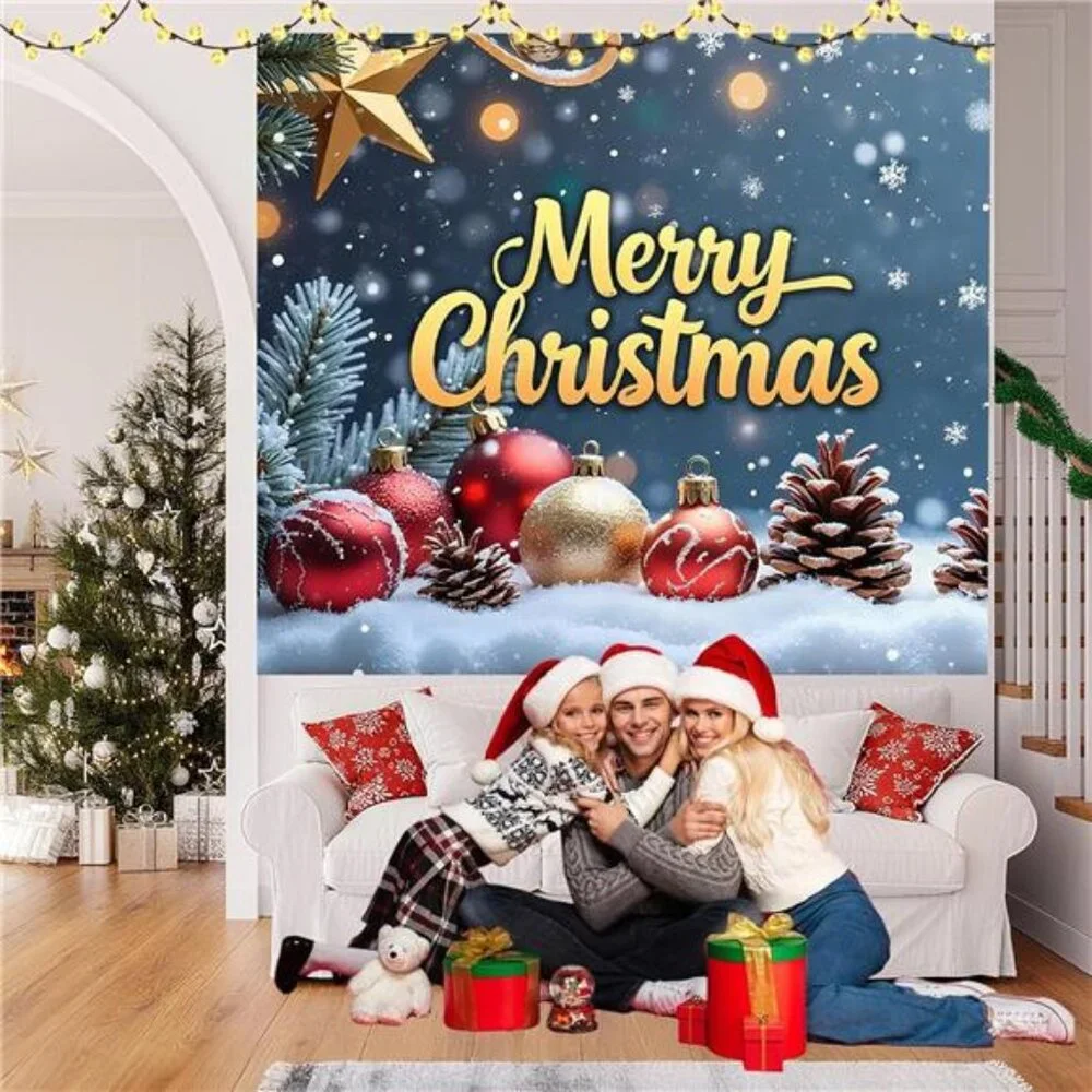 Christmas Garage Door Cover, Large Christmas Banner Backdrop Decorations
